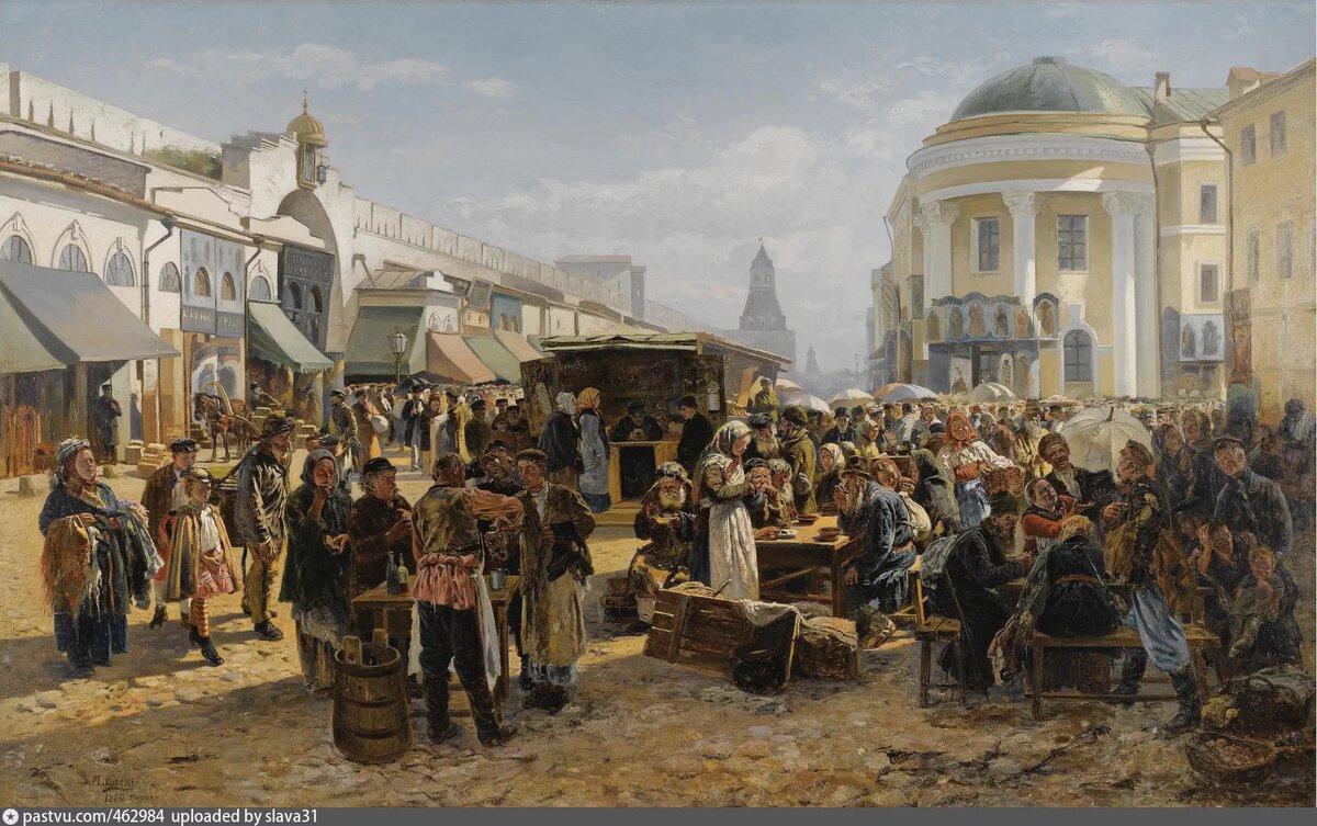 «Толкучий рынок в Москве». Владимир Маковский, 1879 г. 
