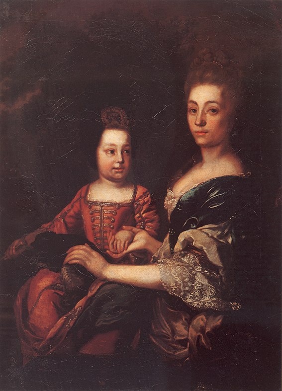 Портрет императора Иоанна VI Антоновича ребенком с фрейлиной Юлианой фон Менгден. 1740 год.