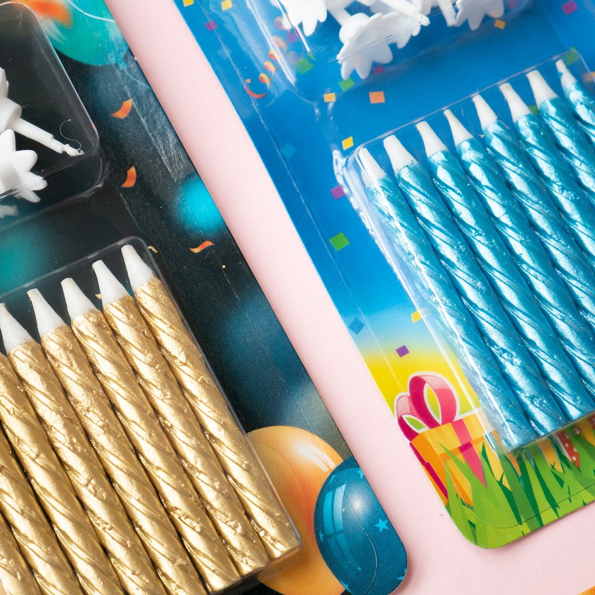 Свечи для торта с держателями (8 шт./уп.) Золото 6 см