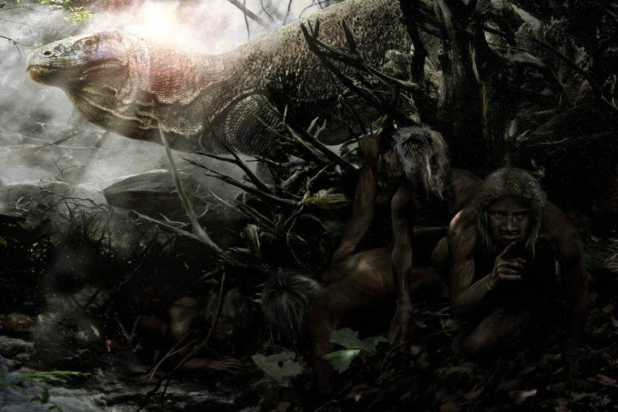 Комодский варан и флоресские "хоббиты". Худ. Велизар Симеоновски.