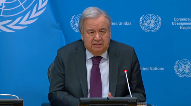Антониу Гутерриш. Фото: скриншот из прямой трансляции заседания ООН 