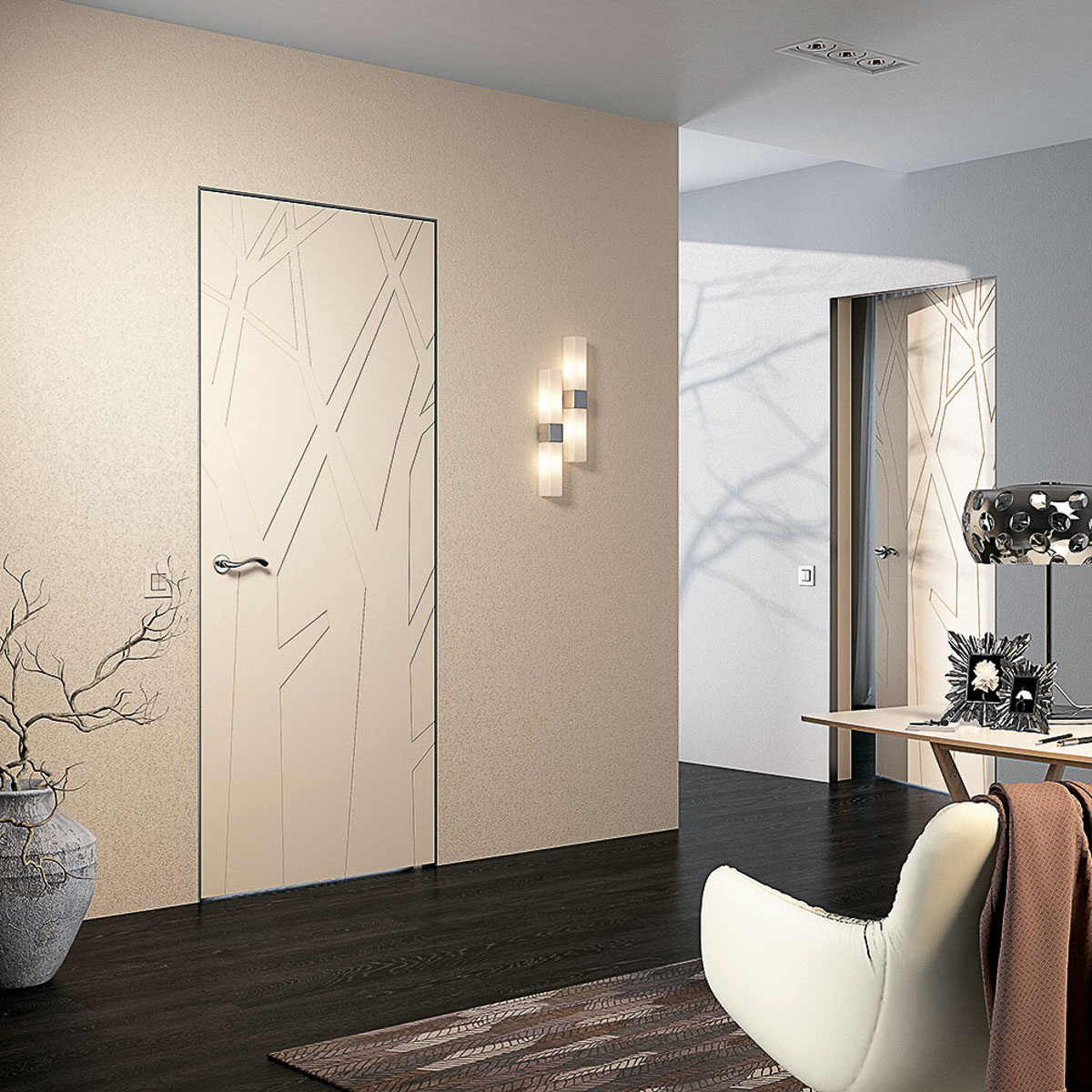 Межкомнатные двери-невидимки Dodoors с алюминиевым каркасом, как в дизайн-проекте, с доставкой по всей России