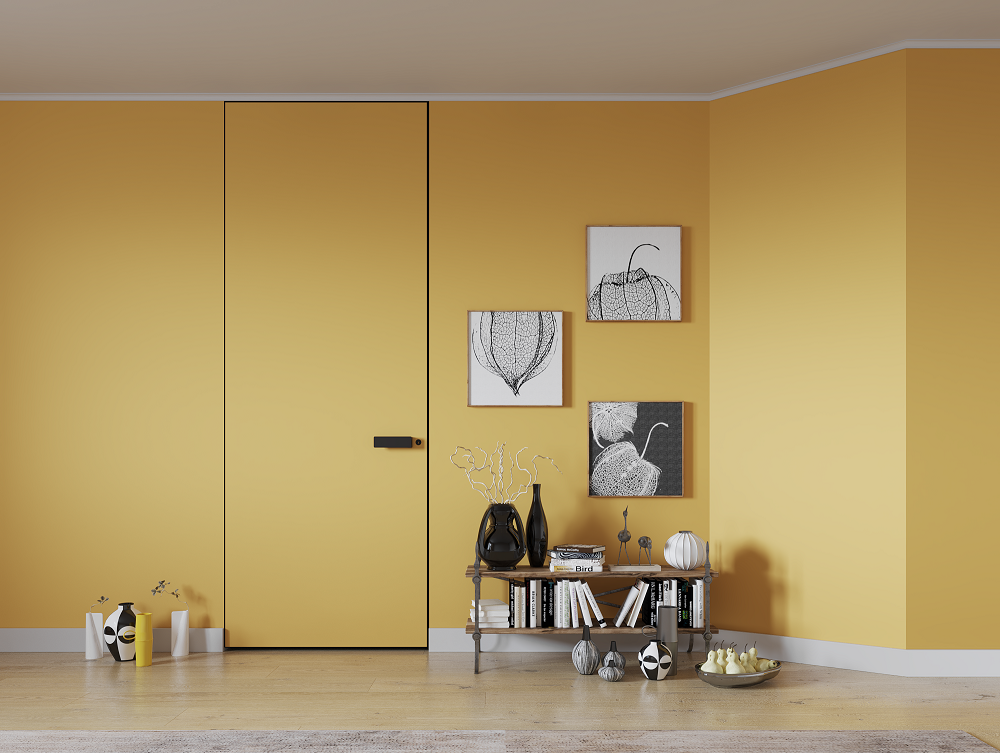 Дизайнерские варианты отделки двери любым материалом: камнем, шпоном, стеклом, под покраску. Любой цвет отделки двери скрытого монтажа по RAL или NCS