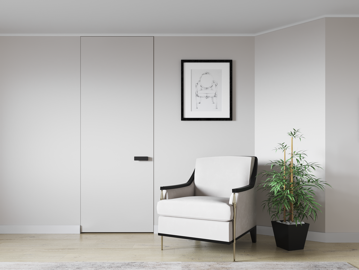 Дизайнерские варианты отделки двери любым материалом: камнем, шпоном, стеклом, под покраску. Любой цвет отделки двери скрытого монтажа по RAL или NCS