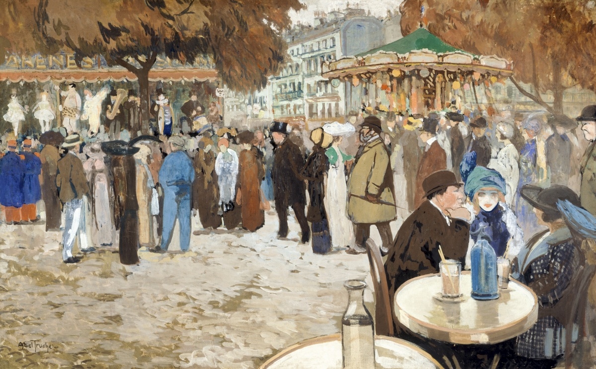 Fun fair, boulevard de Clichy (1910) by Louis Abel-Truchet. The City of Paris Museums. Digitally enhanced by rawpixel.