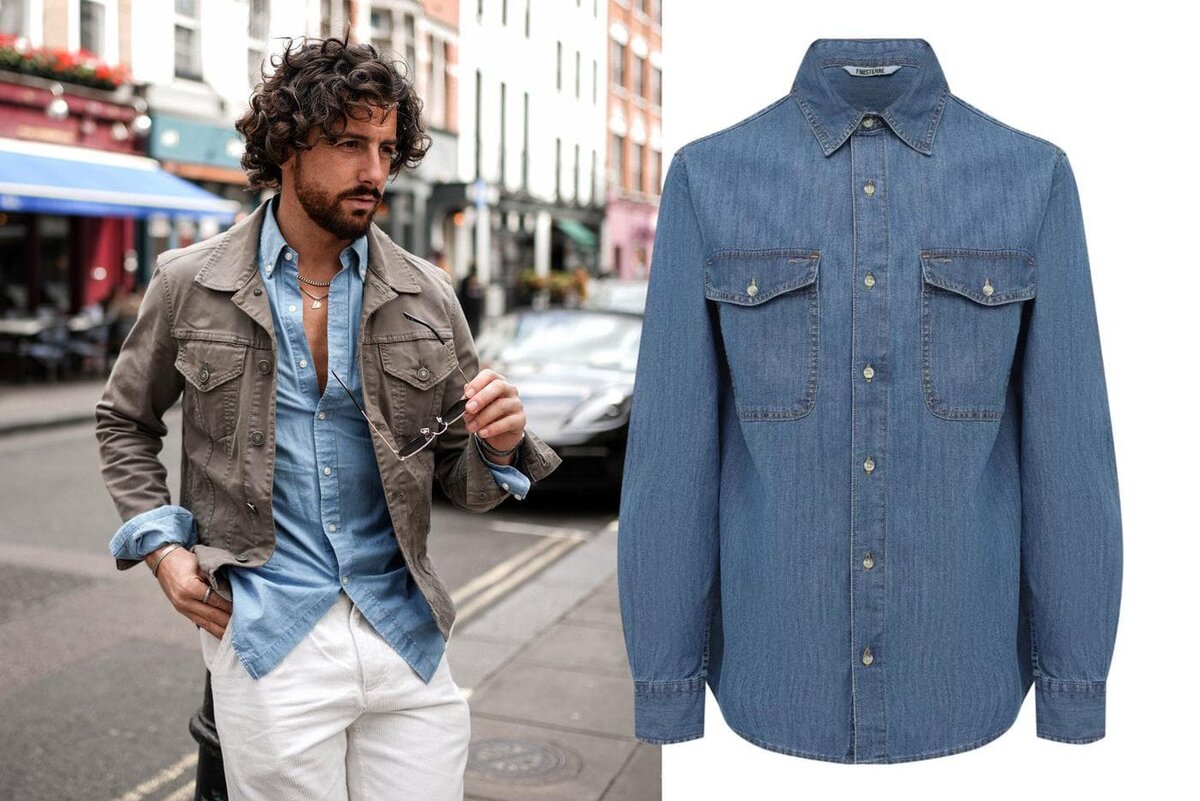    Рубашка из денима Finisterre (6965 руб.)соцсети @rowanrow