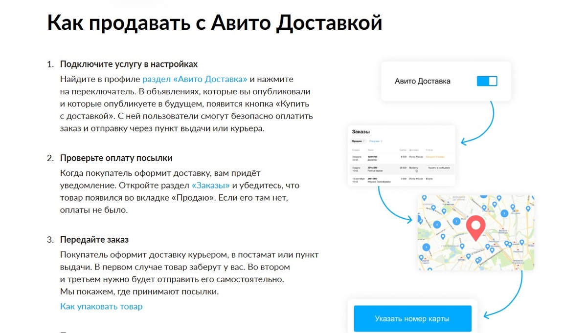 описание работы Авито Доставки