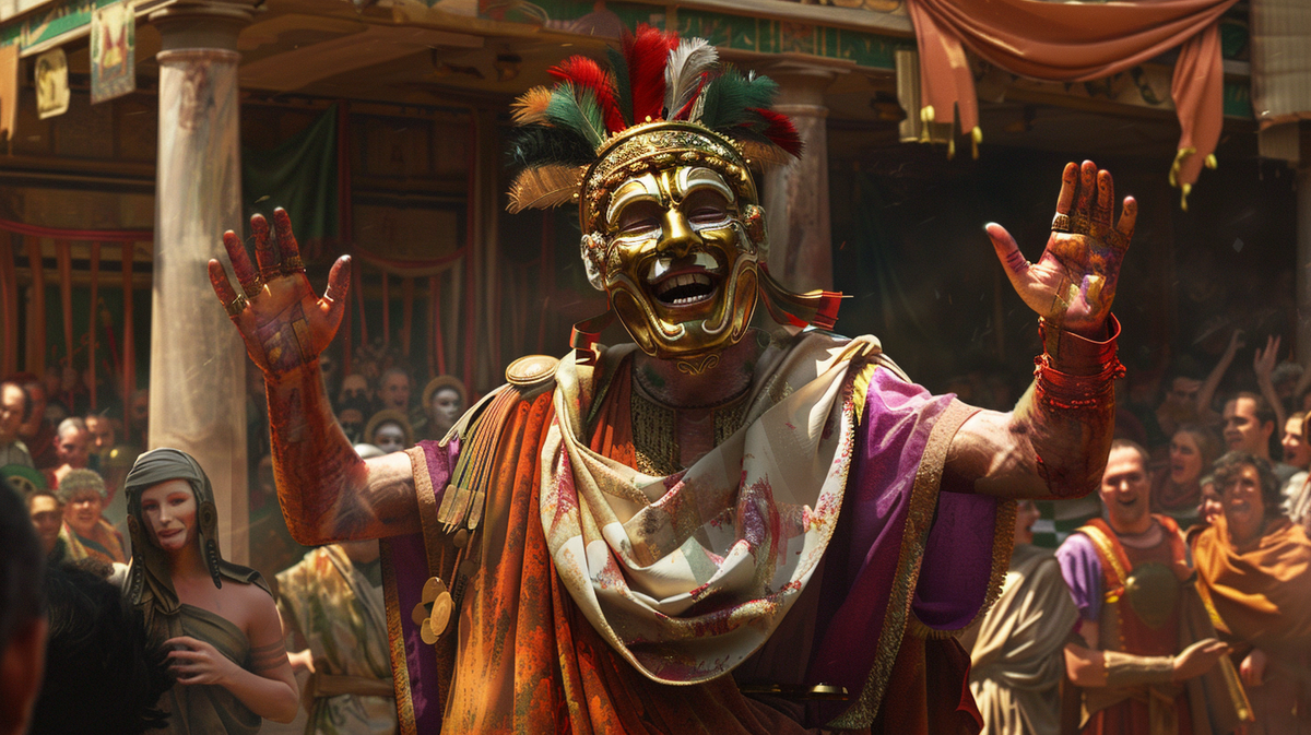 Театр в древнем Риме. Выступление актера.