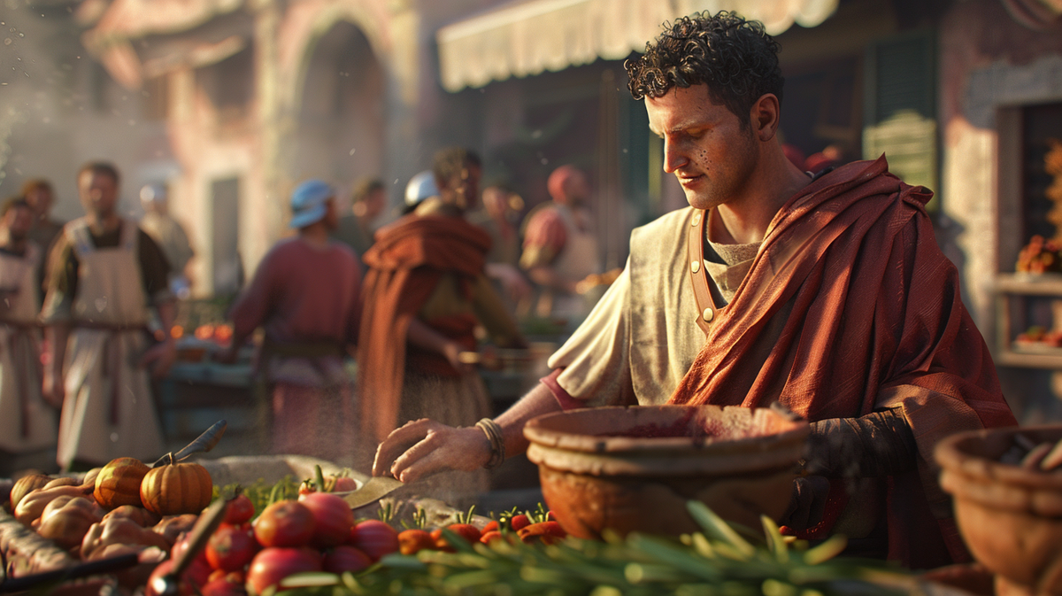 Римлянин покупает еду на улице, чтобы перекусить.