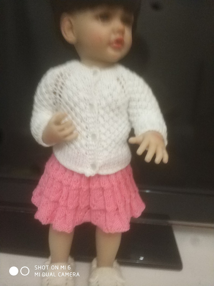 Для юбки на куклу я набирала 81 петлю,у вас будет больше или меньше .Как всегда надо связать образец чтобы рассчитать количество петель Вяжу полую резинку.1ряд 1лицевая,1изнаночая.Юбку вяжу по кругу чтобы не было швов.2 ряд вяжу изнаночную, лицевую снимаю нитьза работой повторяю до  конца ряда.3 ряд вяжу лицевую,изнаночную снимаю ,нить перед работой .повторять 2 и3 ряд.Получается полая резинка ,в которую можно продеть шнурок или резинку.Вяжу 2-3см. и перехожу на основной узор.81 петляю делю на 3 получается 27 .вяжу так как описано в образце,в каждом фрагменте идёт расширение юбки на 27 петель.Вяжу на нужную длину и закрываю петли Пояс юбки можно связать просто резинкой.Подписывайтесь на мой канал.Буду вязать свитер на девочку.Пишите комментарии. Ставьте лайки 