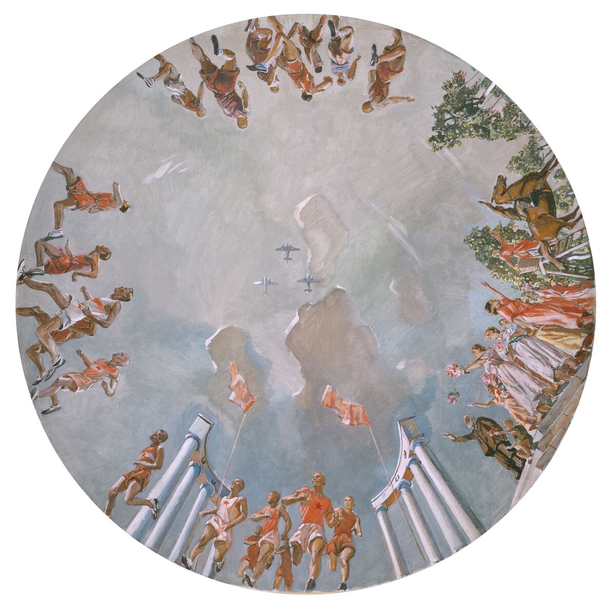 Кросс красноармейцев. 1937. Эскиз росписи плафона.