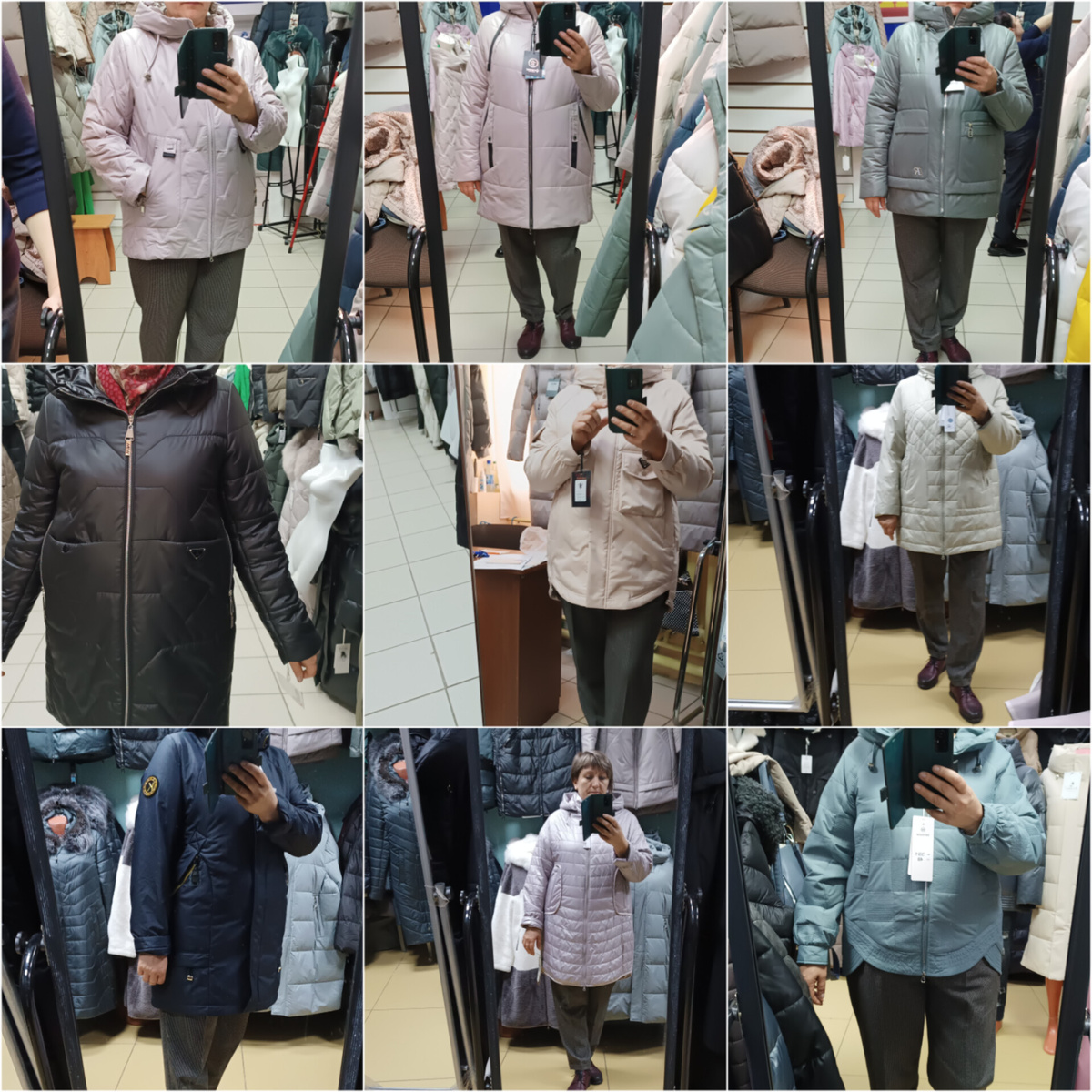 Такие варианты мерила, понравились 3,4,5,6,7. Но что-то да не то 😀 3,6 - нет размера 52, а 54 велик. 4 - по низу на изнанке строчка пробита иголкой и замок вверху периодически "заедал". 7 - нашивка на плече прям плотный пластиковый круг, а в колечках на капюшоне был виден синтепон... 5 - классная, но маркая и ещë материал как-бы припечатан