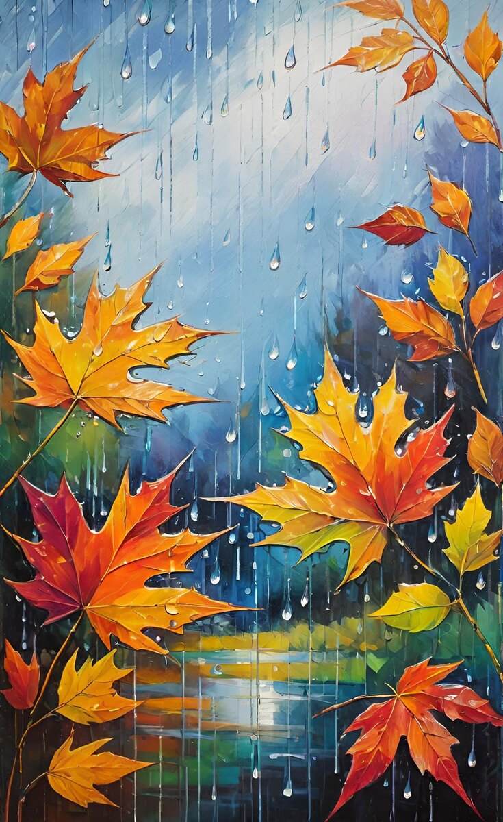 Слёзы осени. Иллюстрация создана с помощью нейросети DreamAI.