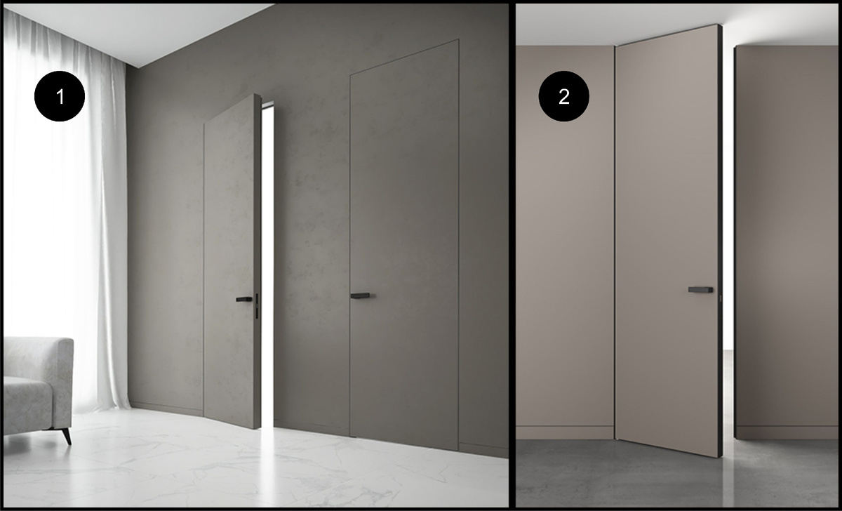 Примеры: 1. Двери "Invisible", 2. Скрытая дверь "Infinity" | UNION