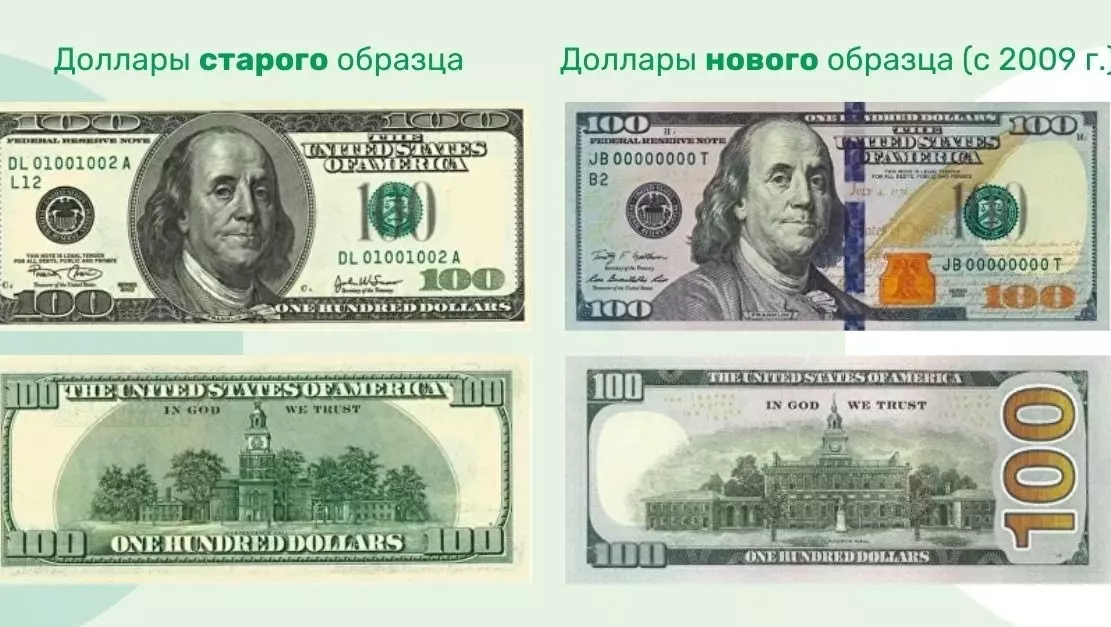Стодолларовые купюры старого и нового образца. Фото: Стройлесбанк