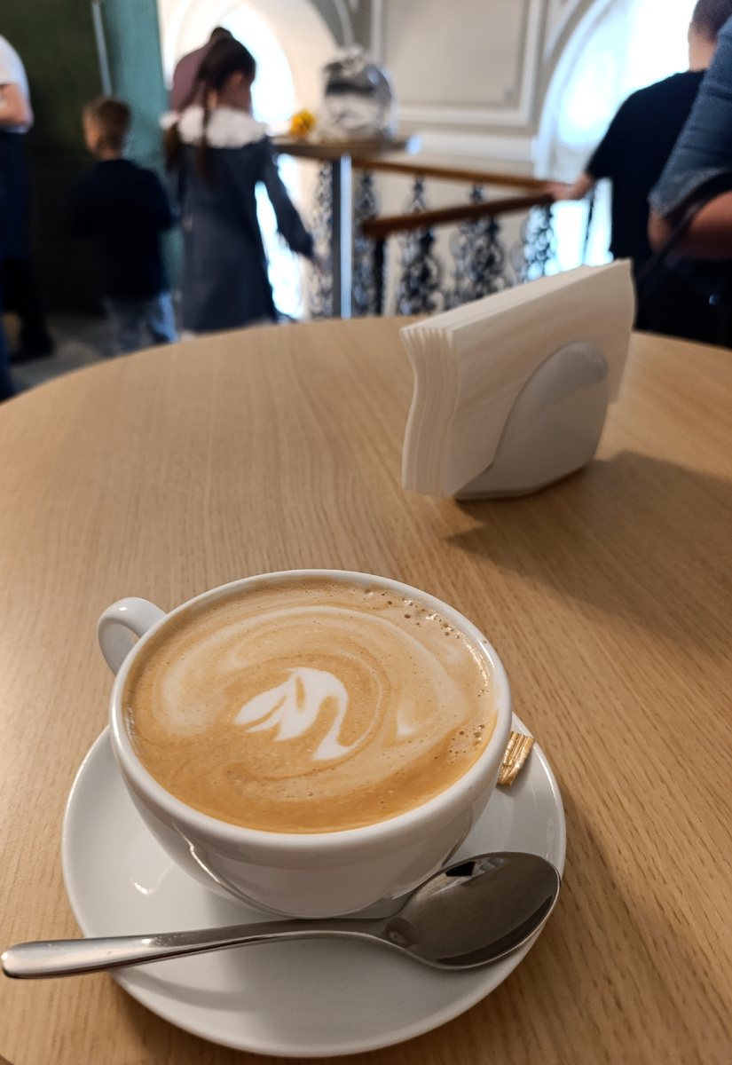 Все фото автора. Детей чужих, конечно, не фотографировала. Разве что случайно в кадр попали на фоне моего кофе в антракт. Мне же не одной кажется, что на капучино нарисовали лебедя?))