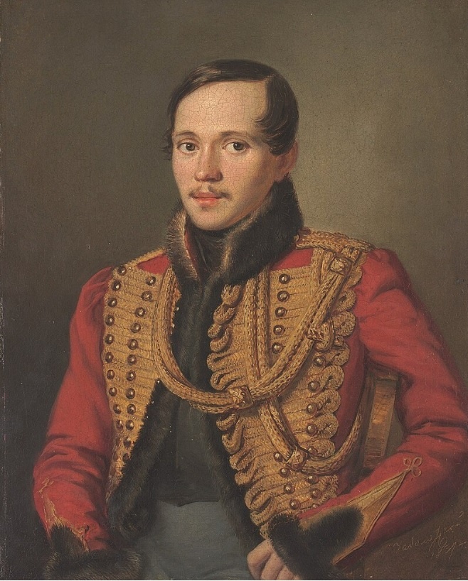 Лермонтов в ментике лейб-гвардии Гусарского полка. Картина Петра Заболотского (1837). Фотография картины взята из открытых источников 