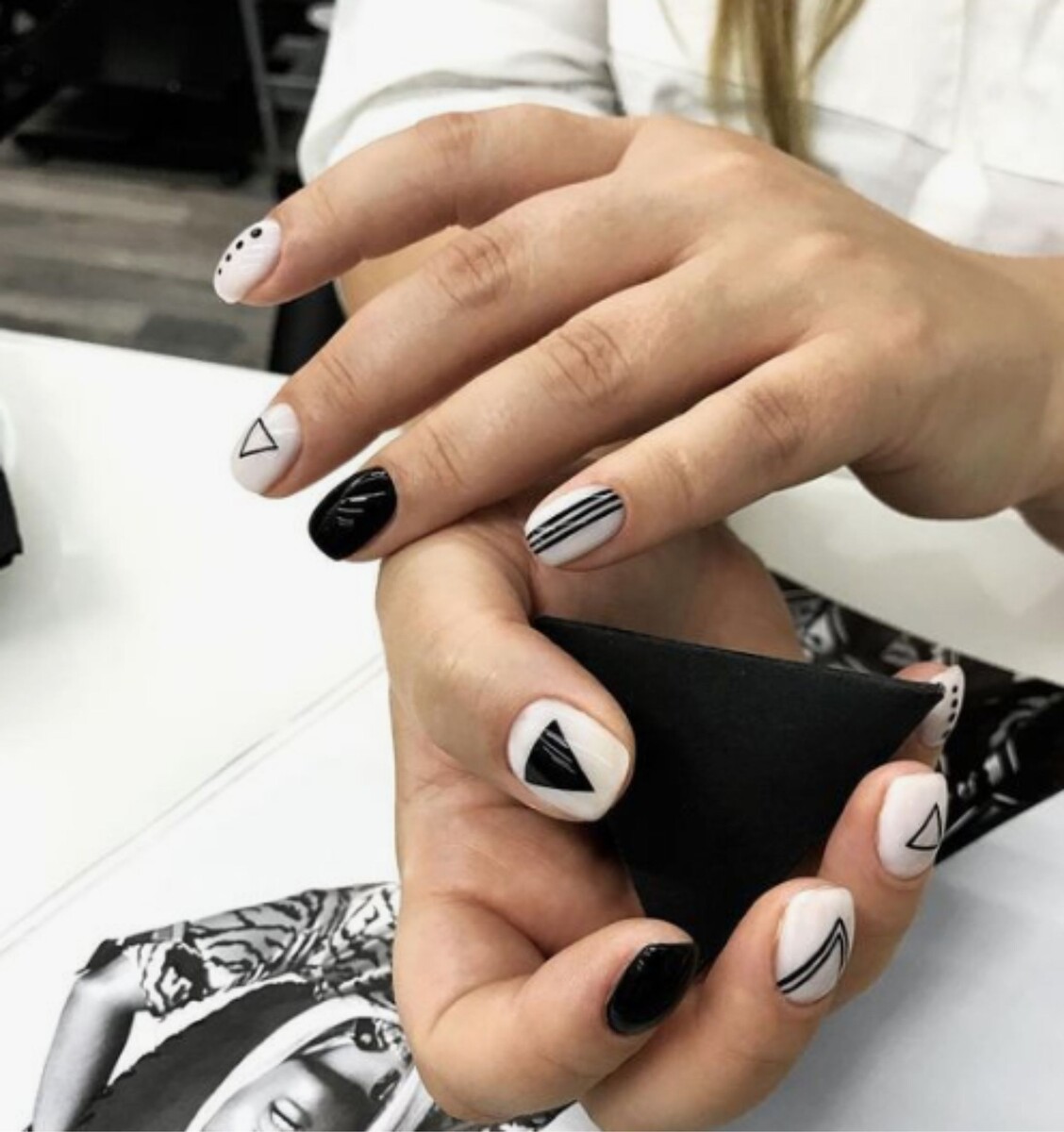 checkerstripeflamesplatter White nail designs, Simple nail art designs, Black an