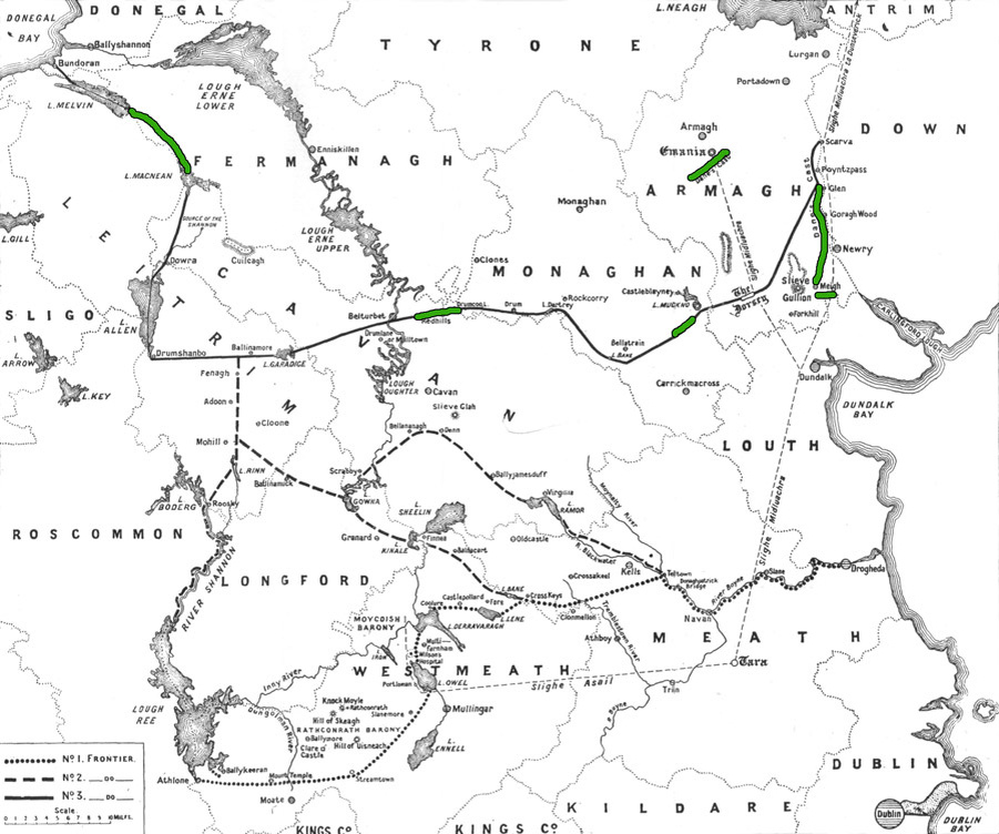 Карта, составленная де Вимес Кейном. Зелёным помечены фрагменты памятника, достаточно хорошо сохранившиеся для исследования