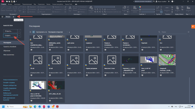 Рис. 1 Окно начала работы (режим СОЗДАТЬ)