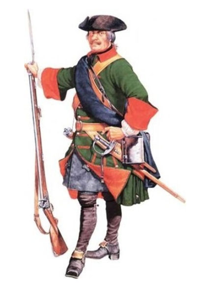 На рисунке: Фузелер Морского полка. 1706–1708 гг.