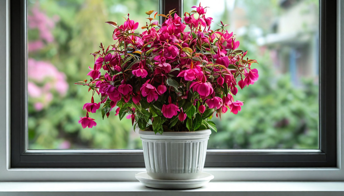 Фуксия будет прекрасно украшать ваш подоконник.