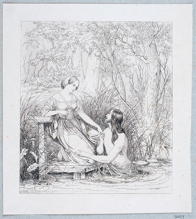 Эдвард Леманн. Маленькая Гунвер и Водяной, 19в. Государственный музей искусств ,Копенгаген, Дания