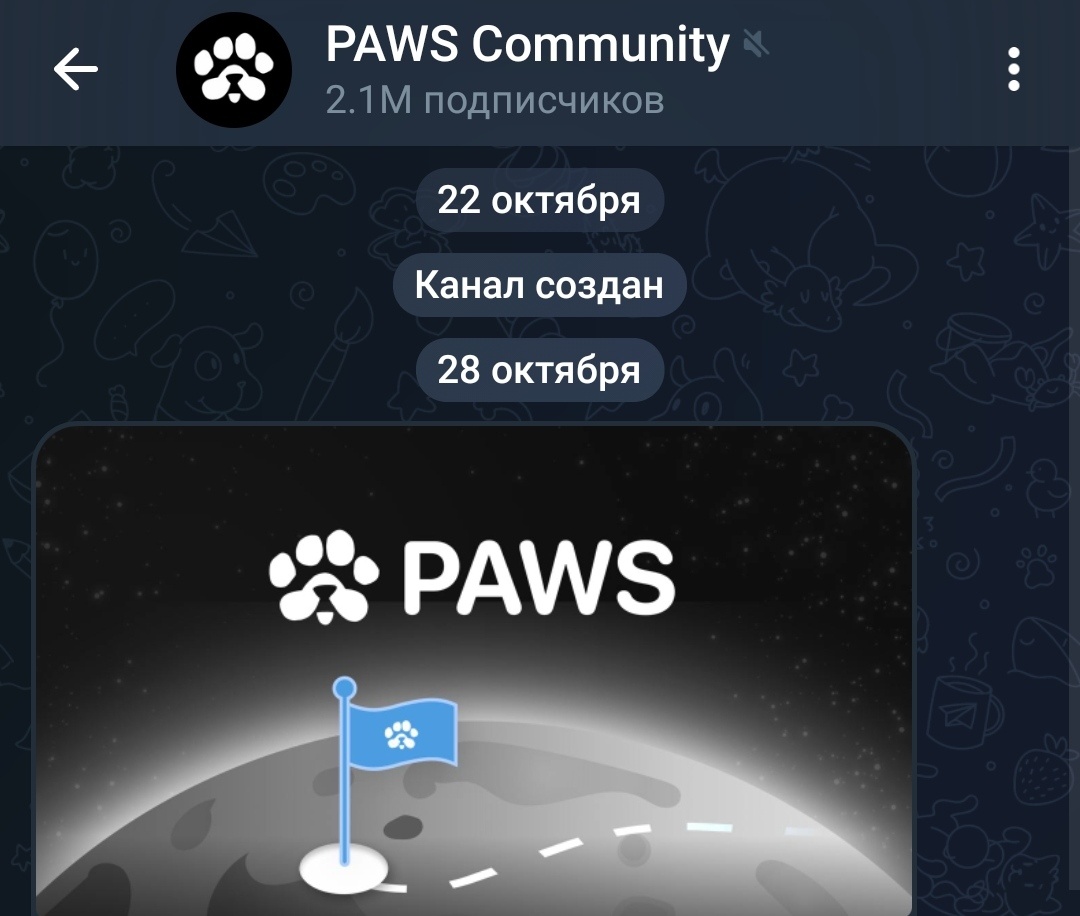 22 октября создан канал, 28 октября запустился проект PAWS