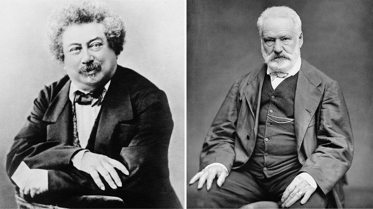 Александр Дюма и Виктор Гюго. Фотографии из открытых источников.