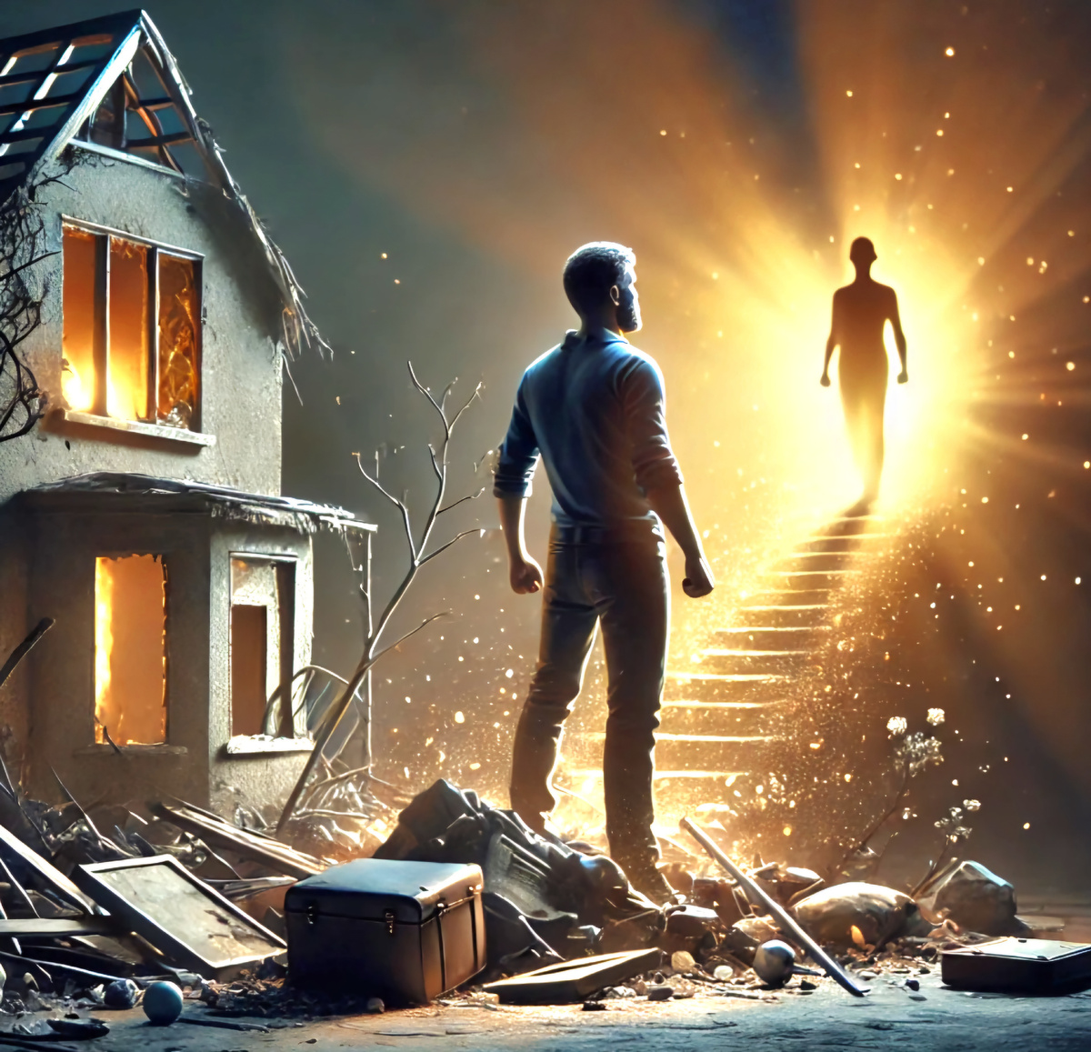 В самом сердце шумного города, где стеклянные башни тянулись к небу, а мечты танцевали, как светлячки в сумерках, жил человек по имени Алексей. Когда-то он был воплощением успеха — амбициозным молодым предпринимателем с прекрасной семьёй. Его жена Елена была его музой, а смех их двоих детей эхом разносился по залитой солнцем квартире. Но под этой маской счастья скрывалось недовольство, которое вскоре переросло в хаос. День, когда Елена ушла, запечатлелся в памяти Алексея с невыносимой ясностью. Было серое утро, когда она усадила его на их любимый диван — плюшевую реликвию, украшенную выцветшими цветочными узорами, — и призналась в предательстве. Мир вокруг него рухнул, когда она рассказала о романе, который разрушил всё, что они построили вместе. Одним махом она забрала не только свою любовь, но и их детей, и всякое подобие стабильности — квартира, наполненная воспоминаниями, теперь стояла пустой, а его машина стояла брошенной, как давнее обещание. Недели превращались в месяцы, и Алексей оказался в безвыходном положении. Смех, который когда-то наполнял его дом, стал навязчивым эхом в его памяти. Он бродил по жизни, как призрак в собственной шкуре, — безработный и опустошённый потерей. Друзья отдалились от него; одни проявляли жалость, а другие отворачивались от того, чему не могли быть свидетелями: от человека, превратившегося в развалину. И всё же в этой бездне таились семена возрождения — тихий шёпот, глубоко внутри него, призывающий восстать из пепла прежнего «я». Всё началось постепенно: он начал посещать группы поддержки, где другие делились историями, в равной степени пронизанными печалью, но окрашенными надеждой. Каждый голос добавлял красок в его серое существование, пока однажды вечером, среди общих слёз и смеха над слишком жирными для комфорта кусками пиццы, он не встретил Мию. Мия была яркой и бескомпромиссной — вихрь, окутанный золотыми, как летнее солнце, локонами, которая без колебаний и страха осуждения носила своё сердце нараспашку. Она видела за усталыми глазами Алексея тлеющий огонёк, жаждущий возрождения. Их дружба расцвела благодаря ночным разговорам и спонтанным приключениям по всему городу: посещениям художественных галерей, где цвета, выплеснутые на холст, отражали их растущую связь; прогулкам по паркам, где молчание говорило о многом; моментам, проведённым за чашкой кофе в причудливых кафе, где они делились друг с другом сокровенным над дымящимися кружками. С каждым днём, благодаря непоколебимой поддержке Мии, Алексей начал восстанавливаться — не только внешне, но и внутренне. Он вернулся к старым увлечениям: рисовать снова после долгих лет без кистей было похоже на воссоединение с разлученной возлюбленной; писать стихи, изливающиеся из глубин, долго заглушаемых отчаянием, становились катарсисом, чернила разливались по хрустящим страницам в полночь. Глазами Мии — тем, как они сияли, когда она говорила о мечтах, которые еще не осуществились, — он заново открыл амбиции, давно забытые под слоями горя и сожаления. Вместе они разрабатывали планы: ночные мозговые штурмы превращались в реальные цели, которые продвигали их к успеху, который никто не смел представить в одиночку. Несколько месяцев спустя, когда весна вдохнула жизнь в голые ветви, Алексей запустил стартап, основанный на уроках, которые он усвоил тяжёлым трудом в тёмные ночи, лишённые надежды, но полные стойкости, подпитываемой любовью, которая вспыхнула с новой силой благодаря непоколебимой вере Мии в него, осветившей даже самые тёмные уголки, оставшиеся после разбитого сердца. Их путь не был лишён трудностей: финансовые проблемы испытывали их терпение на прочность, критики нависали над ними, как грозовые тучи, угрожающие дождём, — но каждая неудача становилась лишь очередным мазком на холсте, который они рисовали вместе: яркие оттенки, смешиваясь с более тёмными, чем ночь, со временем превращались в нечто прекрасное — свидетельство не просто выживания, но и процветания вопреки всему! А потом настал тот самый момент — их первая важная веха, которую они отпраздновали в окружении друзей, встреченных на этой извилистой дороге, которые ликовали громче, чем сам гром, радостно отражаясь от стен, украшенных теперь не только хвалебными речами, но и фотографиями, запечатлевшими улыбки, сияющие ярче, чем любой трофей!  Стоять бок о бок среди тех, кто собрался, чтобы отпраздновать достижения, достигнутые совместными усилиями в испытаниях, с которыми они столкнулись, казалось сюрреалистичным, но в то же время успокаивающим — это успокаивало как угрожающие тени, скрывающиеся позади, так и возвышало сердца, парящие высоко над сомнениями, которые когда-то считались непреодолимыми! Принимая уязвимость наряду с силой, которые прекрасно переплетаются во всех аспектах, тесно сплетаясь и образуя связи, более глубокие, чем просто дружеские отношения, — они обнаружили нечто священное, тихо ожидающее под болью, которую они терпели, прежде чем расцвести и наконец раскрыться, обнажив истины, столь глубокие, что они навсегда изменили их жизнь, оставив шрамы, которые они гордо носят, отражающие пройденные пути, ведущие в конечном счёте к обретению того, к чему они стремились, чего желали, чего страстно добивались, чем дорожили, что лелеяли вечно, о чём с любовью заботились, что бесконечно цвело, пока закат мягко не поманил их, приближаясь и приглашая отдохнуть после ожесточённых сражений, за которые всё ещё стоит бороться… И так оно и было — друг в друге они находили утешение посреди хаоса, создавая новое, формируя будущее, ярко освещая пути, наполняя их потенциалом, бесконечно раскрывая горизонты, бескрайние, многообещающие, бесконечные возможности, приглашая к исследованию за пределами установленных ранее границ, освобождая души, радуясь, живя полной жизнью, принимая неопределённость, зная, что, какие бы бури ни грянули, вместе они выстоят, станут сильными, стойкими, будут подниматься, победно бороздить неизведанные воды, создавая судьбы, переплетённые навеки!