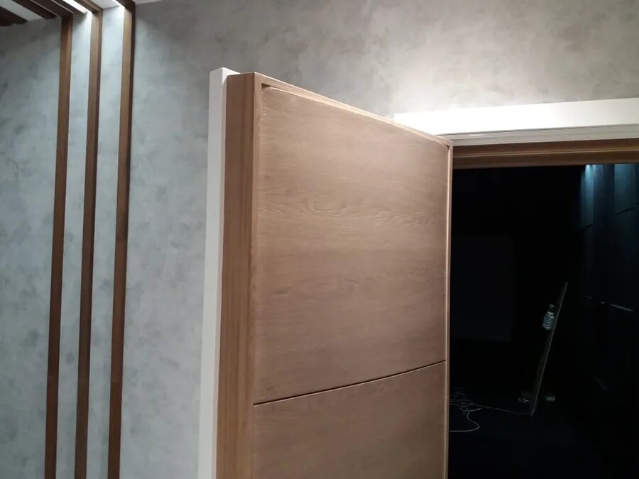 Внешний вид звукоизоляционной двери в интерьере 