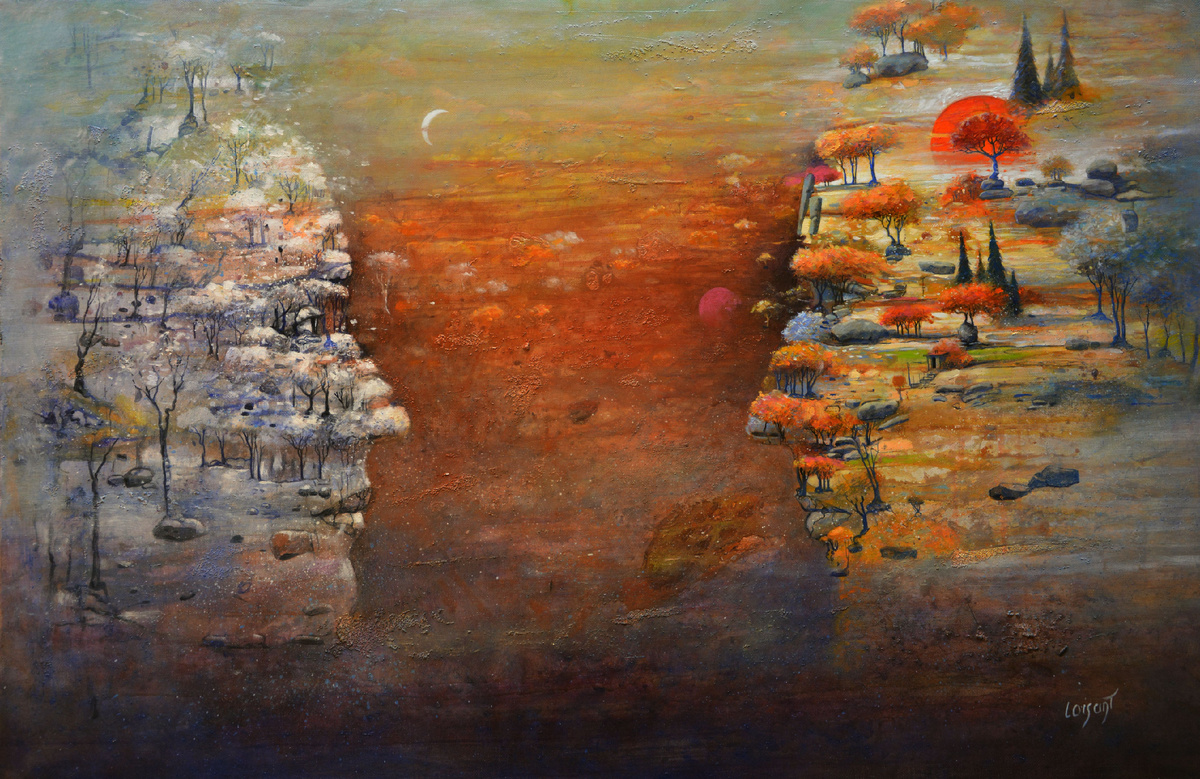 © Сильвен Луазан (Sylvain Loisant). Солнце и луна. Холст,  масло. 82  х 54 см.