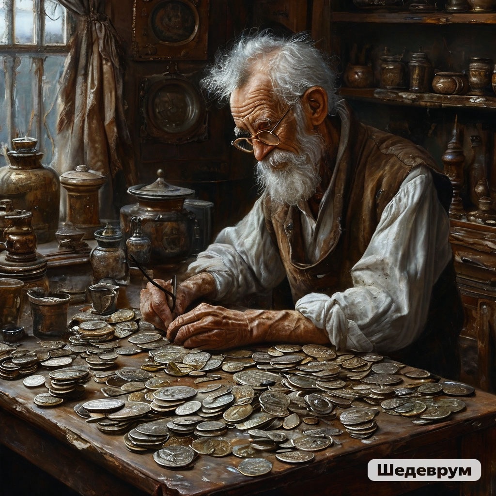 Таким видит ИИ реставратора монет за работой