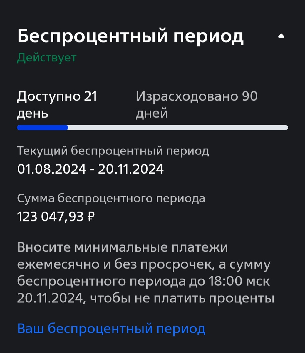 Задолженность по карте