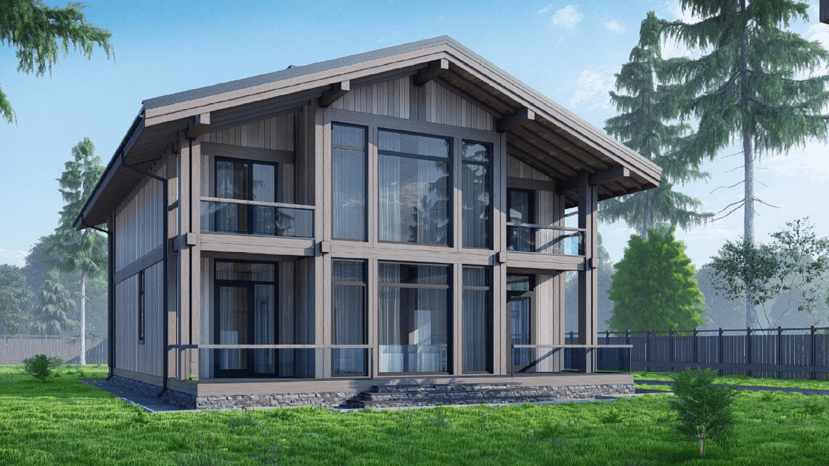 Двухэтажный деревянный дом по проекту 