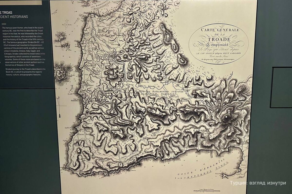Карта Троады - древнее название полуострова Бига в провинции Чанаккале, где расположена Троя.