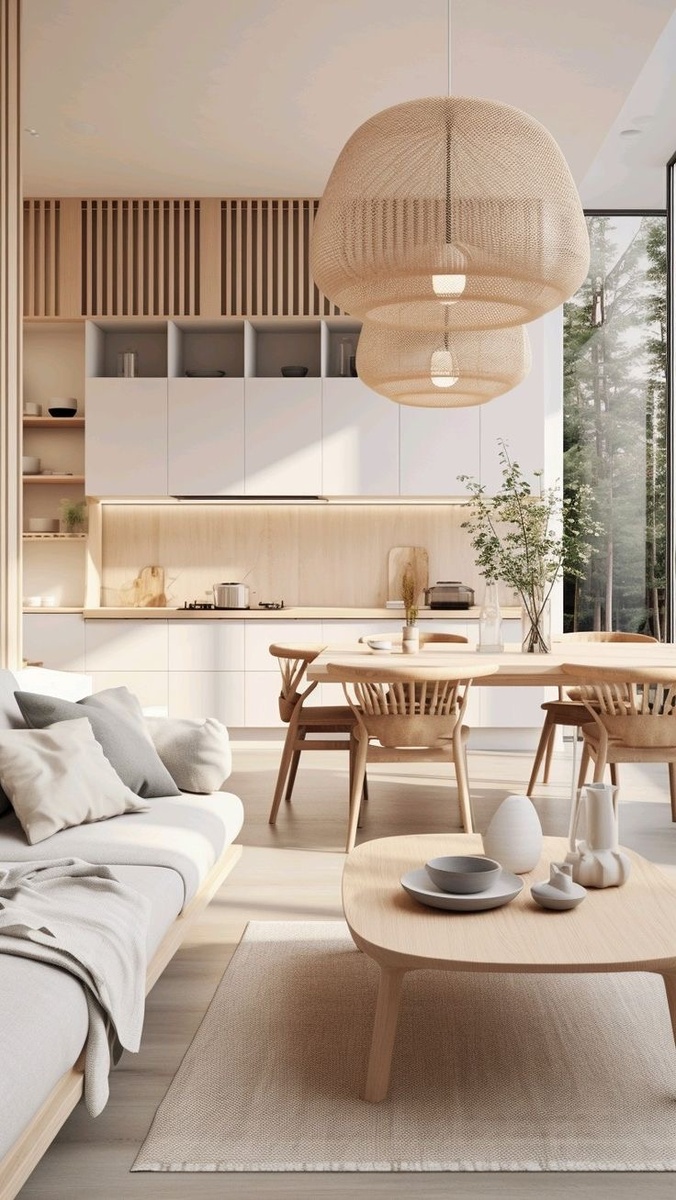 Japandi Кухня-гостиная.