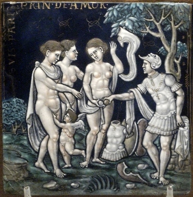 Суд Париса. Ок. 1540 г. Медь, живописная эмаль. Британский музей, Лондон