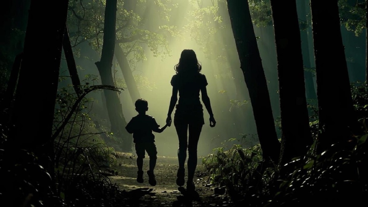 Прежде чем женщину задержали, она успела пройти с ребенком несколько километров.  Фото: Изображение сгенерировано нейросетью Kandinsky 3.1