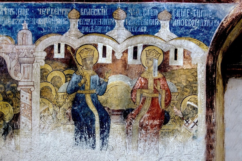 Четвёртый Вселенский собор. 17в. Фреска Крестовоздвиженского собора.Тутаев.