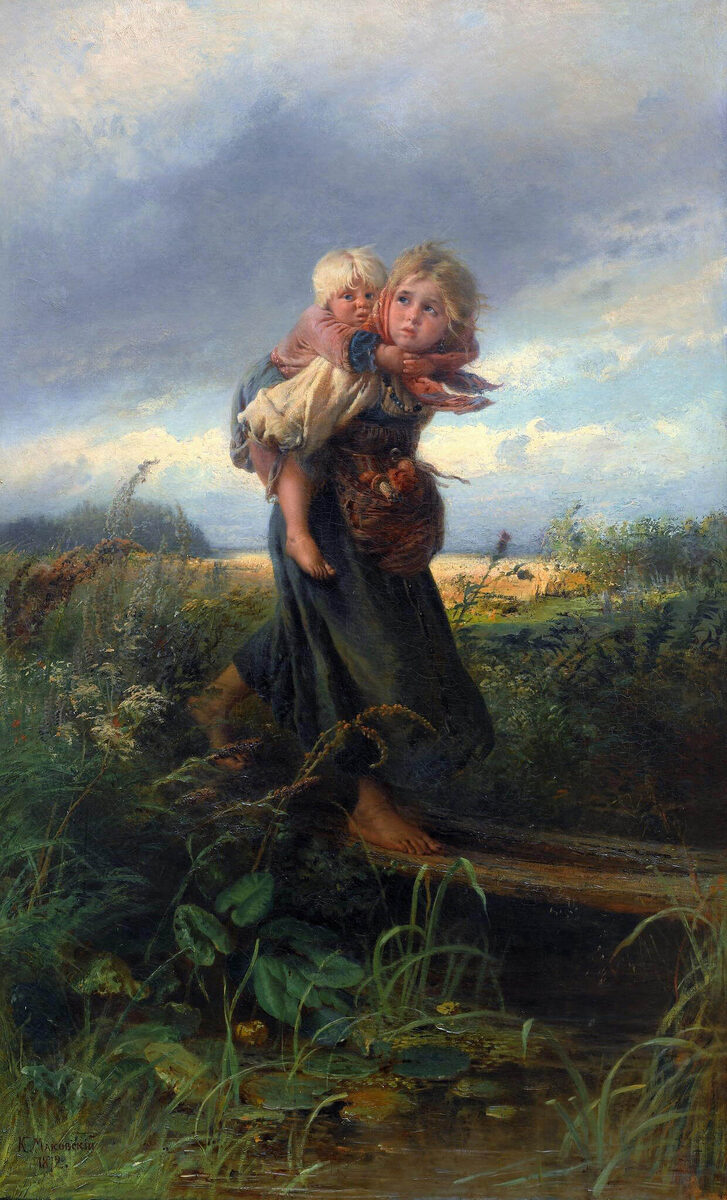Константин Егорович Маковский – Дети, бегущие от грозы 1872. 174×107