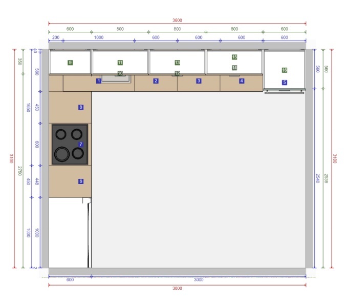 План с измерениями. Вид сверху