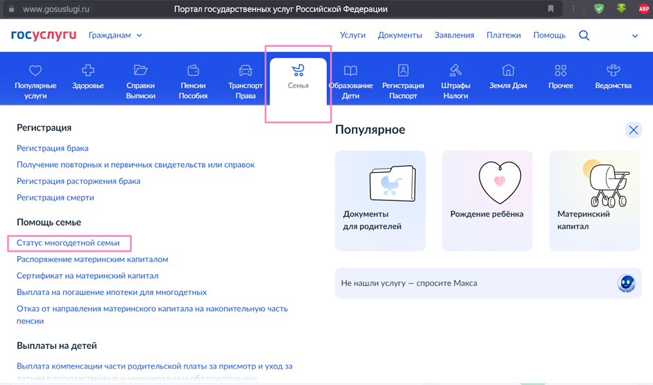 Схема подачи заявления через портал Госуслуг