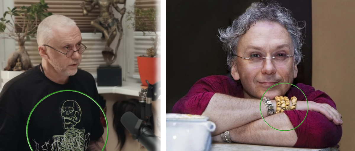 черепки на браслете и скелет на футболке как показатель, что 13 архетип, который ассоциируется со смертью Вадим Демчог не боится 