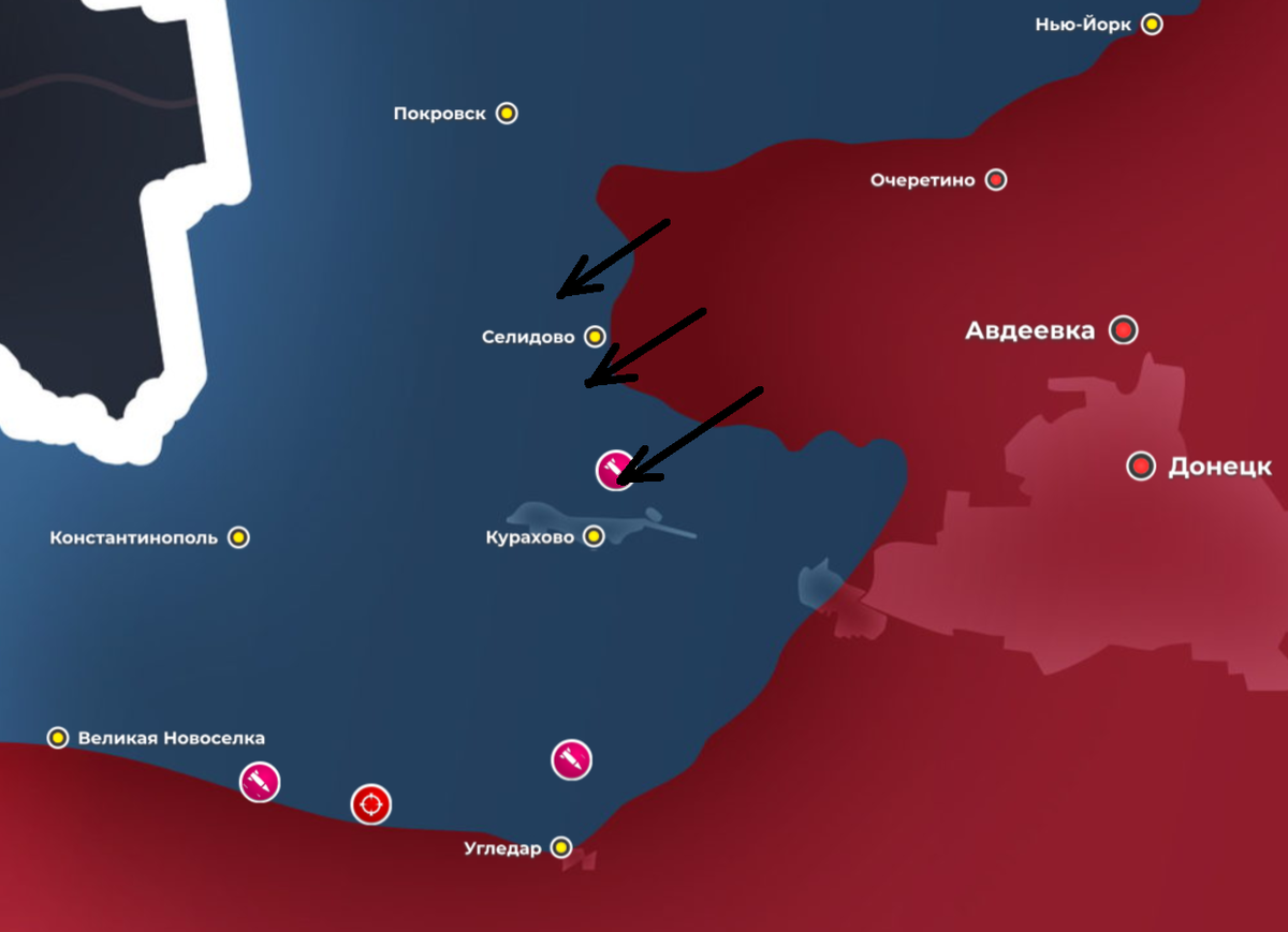 Карта боевых действий по состоянию на август 2024 года  