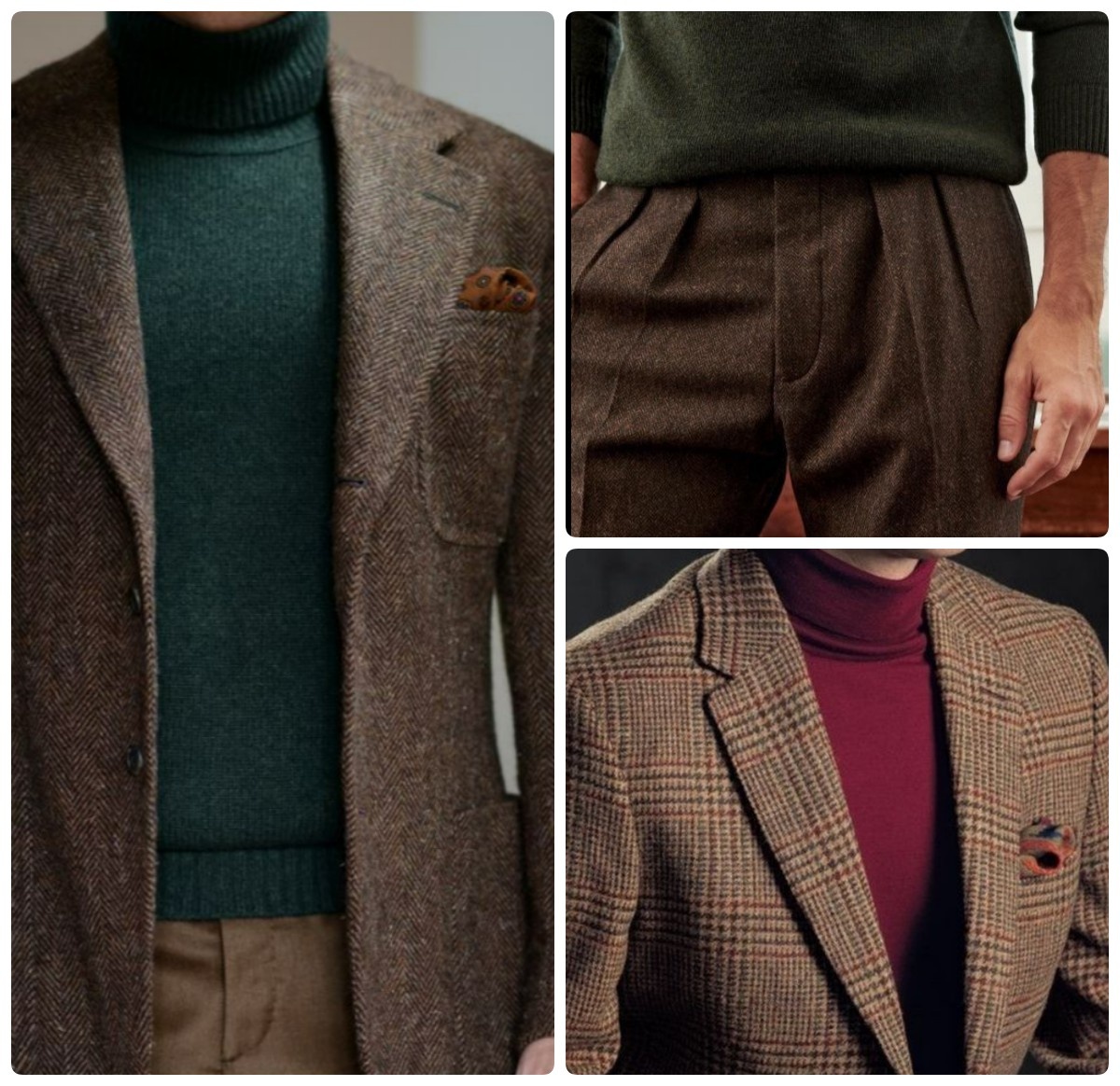 Использование зеленого, бордового, горчичного цвета при создании осенних гармоничных образов