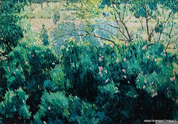 Ларионов. Розовый куст после дождя. 1904.