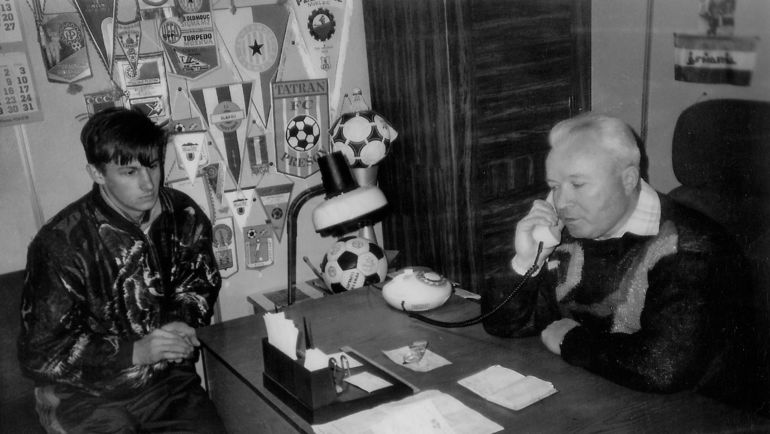 16-летний Сергей Семак и начальник "Асмарала" Алексей Цыганюк