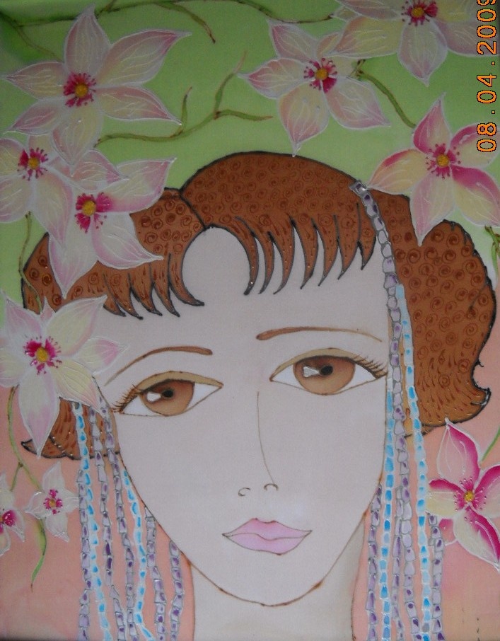 Наивная веснянка. Батик. Работа автора.