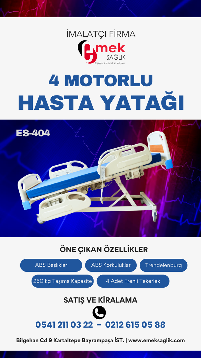 4 motorlu kiralık hasta yatağı